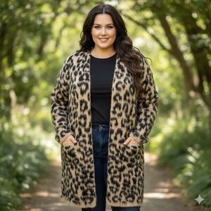 Torrid Leopard Print Brushed Longline Cardigan Plus Size 3X Animal Print Sweater